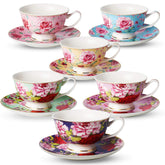 BTaT porcelain tea cups with floral design for refined tea moments.