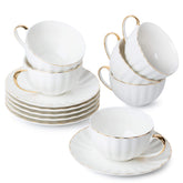 BTaT white porcelain tea cups and saucers showcase a glossy finish for everyday elegance.