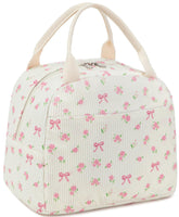 BTOOP lunch bag with pink bow floral shows a spacious main compartment for daily meals on the go