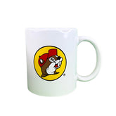 Buc-ee's 12oz ceramic beaver mug with a comfortable handle, ideal for daily coffee.