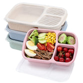 Buluker 4-pack Bento lunch box front view; three compartments for balanced meals on the go.