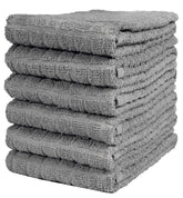 Bumble Towels premium kitchen towels in grey, six-pack folded for quick drying
