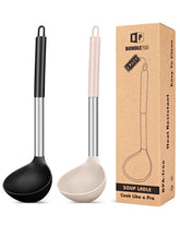 Bundlepro ladle spoons set in black-khaki for safe stirring without scratching cookware