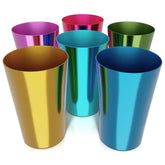 Burious retro aluminum cups with color finish ideal for cool drinks and festive vibes