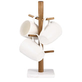Buruis wood mug holder with marble base keeps mugs organized and stylish.