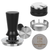 BUWILRQ 58mm espresso tamper spring-loaded for consistent tamp pressure.