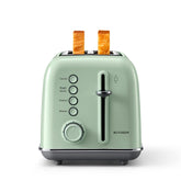BuyDEEM DT620 retro stainless toaster on a clean kitchen counter, compact and stylish.