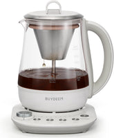 BUYDEEM K156 front view in oat white, showcasing sleek kitchen design for daily brewing.