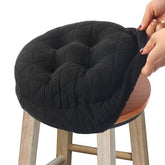 BUYUE round bar stool cushion front view showing 14 inch diameter and jacquard fabric for secure seating