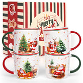 Cabtnca Christmas mugs front view showing festive pattern for coffee cheer.