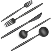 CACOLES 40-piece black silverware set with dinner forks for everyday elegance