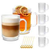 Cadamada 6-pack glass coffee cups with handles for everyday use