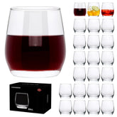 Cadamada 12oz stemless wine glass with a round body for easy grip.