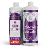 Caffe Assaggio Breville Descaler bottle for mineral buildup removal in espresso workflow