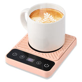 Cafzed Mug Warmer pink top view highlights a stylish desk companion that keeps beverages warm.