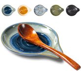 Caigmo ceramic spoon rest on stovetop keeps countertops clean during cooking.