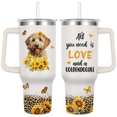 Caiibaoob Goldendoodle tumbler 40oz with dog-themed design for long trips