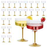 CALBODE 24Pcs clear martini glasses with detachable gold stem for stylish entertaining