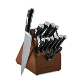 Calphalon 13-piece nonstick knife set blades shown for easy food release during prep.