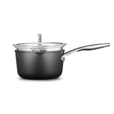Calphalon Premier sauce pan with lid showing even heat distribution for sauces and simmering