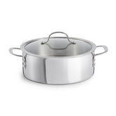 Calphalon Tri-Ply 5-Quart Dutch Oven top view highlighting even heating for browning