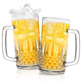 Cambareign 20oz crystal beer mug with a sturdy handle for easy gripping.