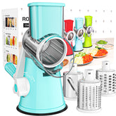 Cambom rotary cheese grater body view shows sturdy non-slip design for safe shredding.