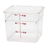 Cambro Classic Square 6qt container offers clear visibility for quick ingredient checks.