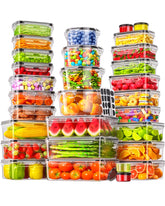 Canfanni 60pcs rectangular containers with airtight lids for meal prep and pantry organization.