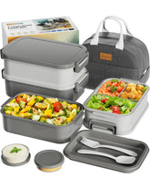 Canfanni Adults Bento Box showing 74oz capacity with three stack sections for varied meals