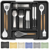Caperci large silverware organizer in a drawer, top view shows ample compartments.