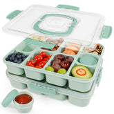 Caperci Snackle Box Mint Green front view shows durable travel tray.
