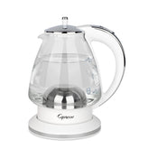 Capresso H2O Glass Kettle front view showing clear SCHOTT glass for precise filling.