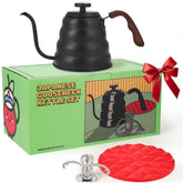 Captain Cranberry gooseneck kettle with precise spout for controlled pours.