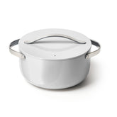Caraway Dutch Oven 6.5qt gray with lid on; smooth nonstick surface supports even browning