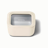 Caraway 4.4-cup glass container with clear lid for easy viewing and freshness.