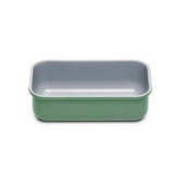 Caraway loaf pan sage side view for even baking and easy release.