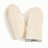 Caraway oven mitts cream close-up shows double-layer stitching for secure grip.