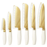CAROTE knife-set with gold titanium coating for versatile kitchen prep.