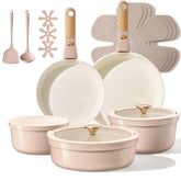 CAROTE 18-pcs ceramic cookware set with titanium nonstick for easy food release