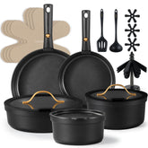 CAROTE 19-piece set overview for versatile stove-to-table use