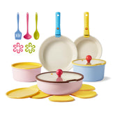 CAROTE 20pc ceramic set with removable handle for versatile storage.