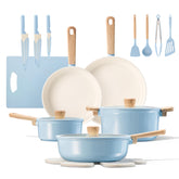 CAROTE 24-piece ceramic cookware set on stove for versatile everyday cooking