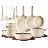 CAROTE 25pcs ceramic cookware set with removable handles for versatile kitchen use.