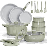 CAROTE 27pc ceramic cookware set with nonstick surface for effortless food release.