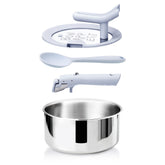 CAROTE 4qt saucepan with stand-up lid on stovetop for easy lid placement
