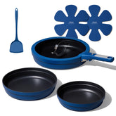 CAROTE blue 8-inch pan with lid for versatile stovetop to oven cooking