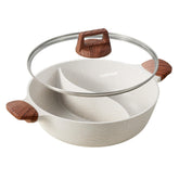 CAROTE hot pot divider with glass lid for dual flavors and convenient serving