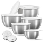 CAROTE stainless steel mixing bowls set with lids for durable, mess-free food prep