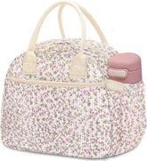 Carry bloom corduroy lunch bag front pocket for utensils and snacks